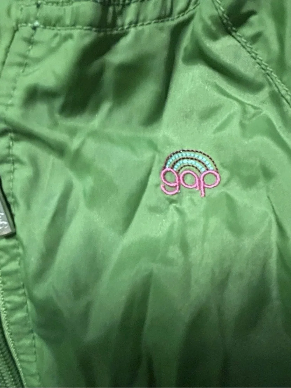 Girl’s Gap Green Rain Jacket Size XS (4/5) Full Zip Pockets